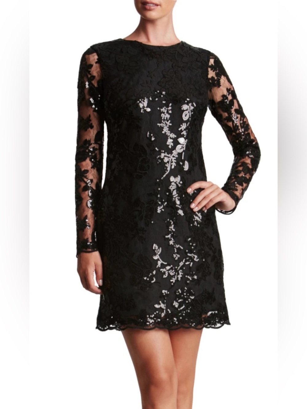 Dress The Population Black Grace Sequin Lace Dress – Size XS